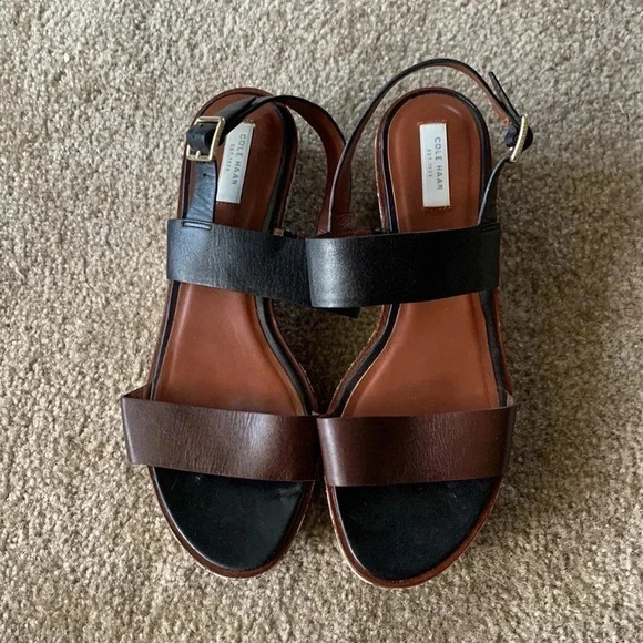 Cole Haan Women's Cambon Platform Dress Sandal Black/Floral Print Size 8.5 - Picture 2 of 7